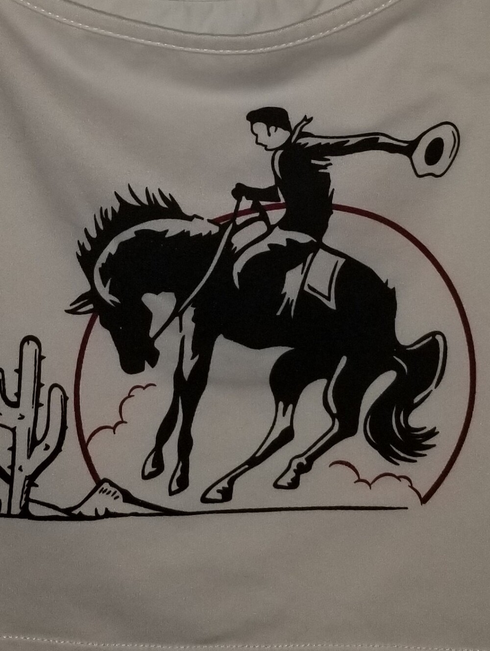 Rodeo Crop Top Tank XL White Black Red Horse Cowboy - Picture 2 of 4